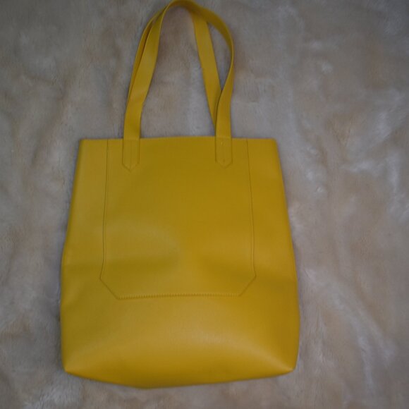 Saks Yellow Faux Leather Tote Shoulder Bag Large Purse Handbag - Picture 2 of 14